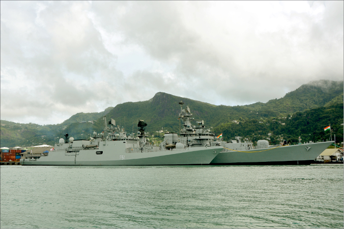 INS Mumbai and Trikand at Port Victoria, Seychelles