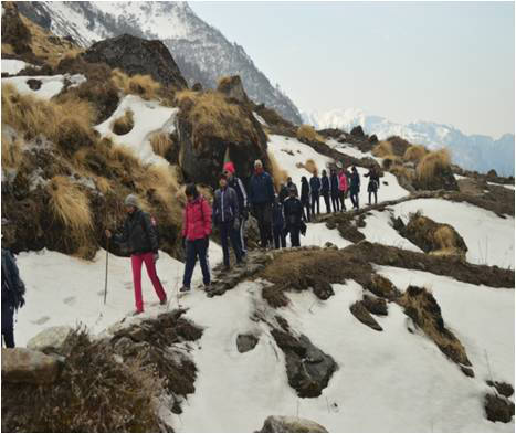 पिंडारी ग्लेशियर की पैदल यात्रा।
