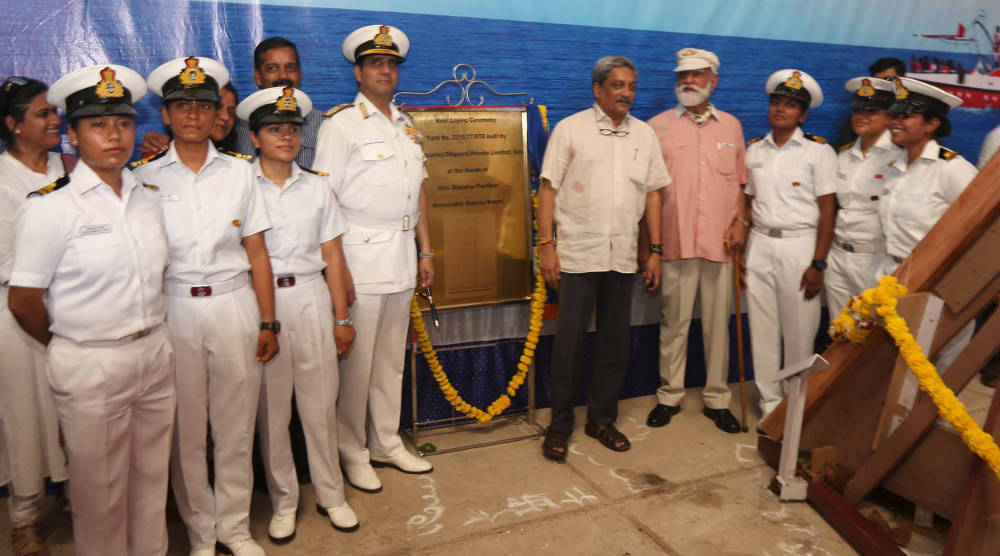 Keel-Laying Ceremony of Follow on Boat of INSV Mhadei