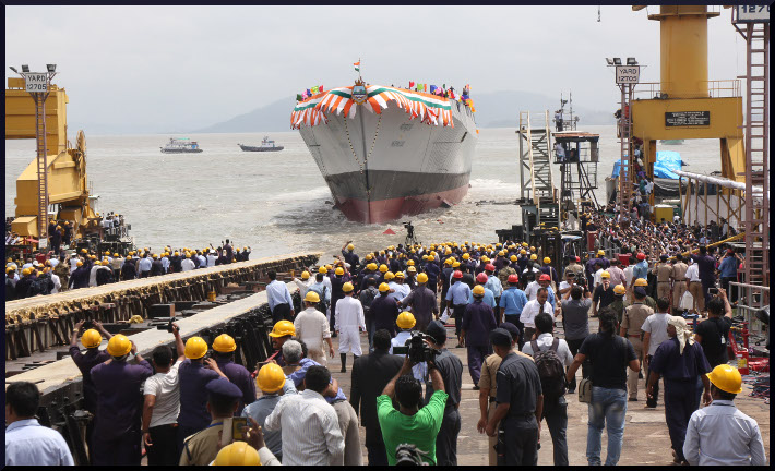 Mormugao-Second Ship of Project 15B Launched at Mazagon Docks Mumbai