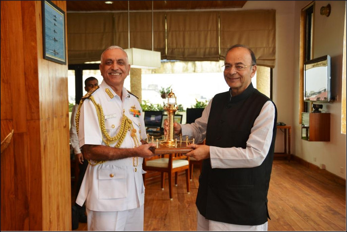 Shri Arun Jaitley, the Honourable Raksha Mantri reviews Operational Readiness at Western Naval Command