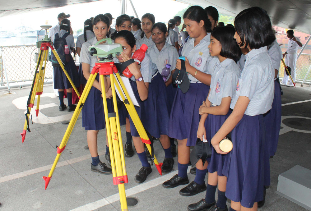 School Children visit onboard INS Darshak on the occasion of World Hydrography Day Celebration