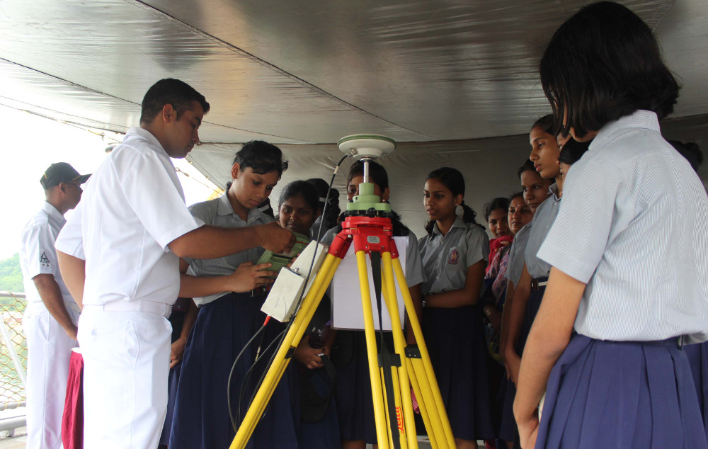 School Children visit onboard INS Darshak on the occasion of World Hydrography Day Celebration