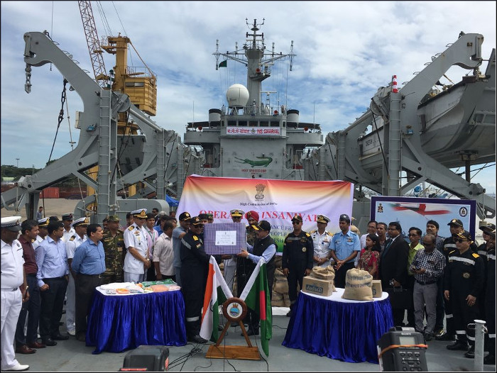 INS Gharial Enters Chittagong Port with Relief Material