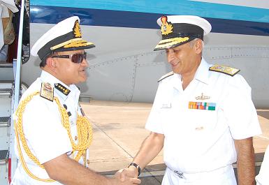 Vice Admiral Ahmed received by Vice Admiral Lanba