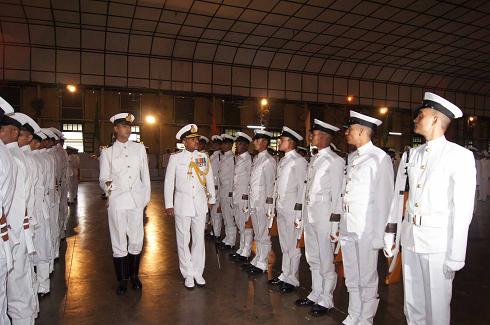 Rear Admiral S Madhusudanan reviewing the Parade