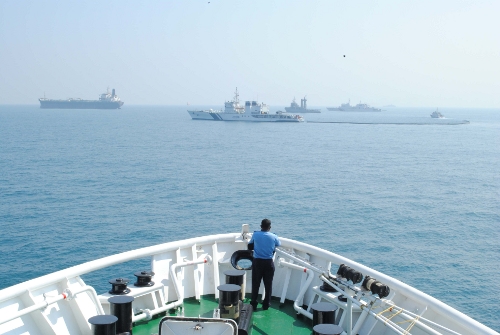 Coast vessels and other units rendering assistance to the disabled tanker