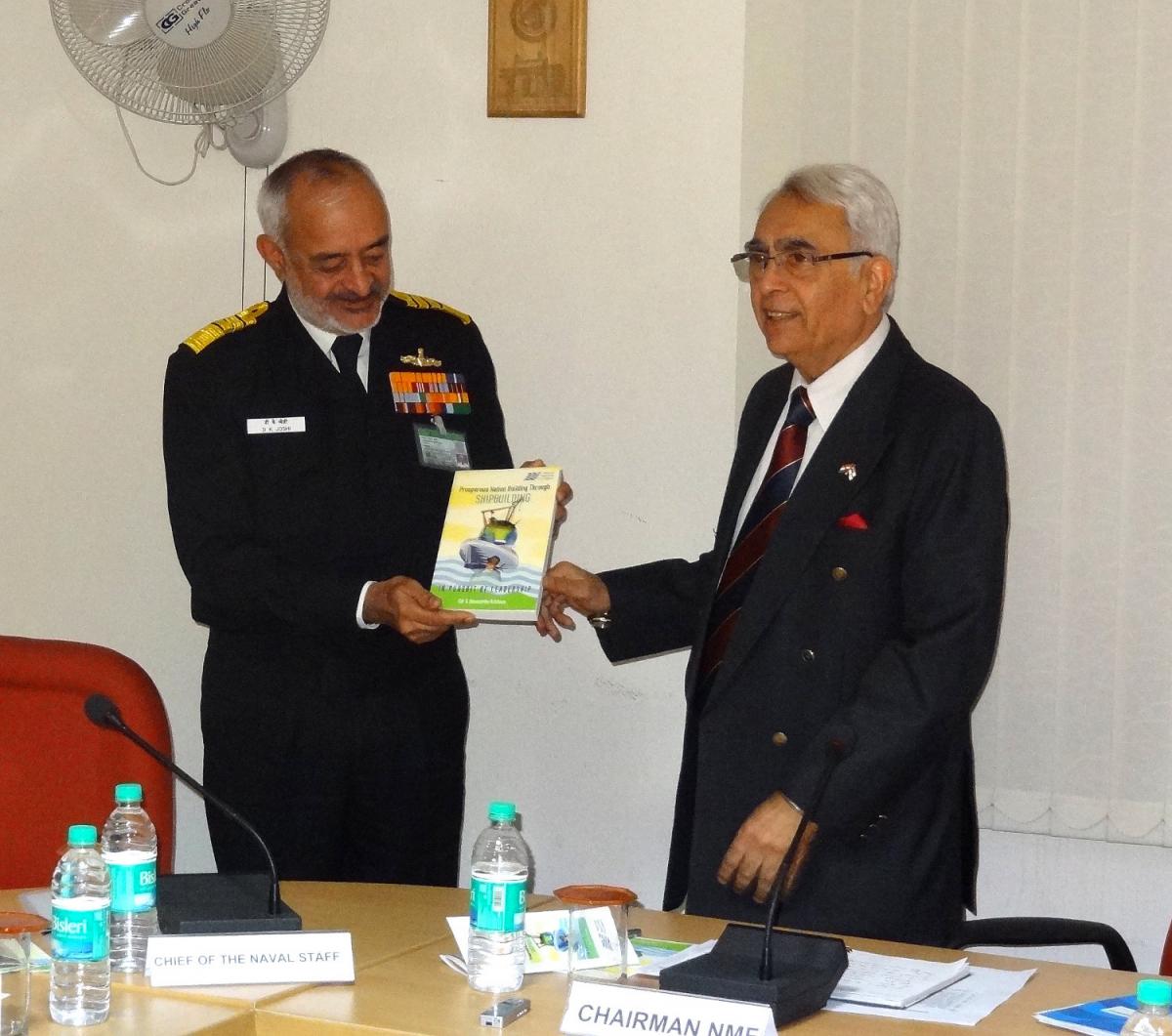 Chief of Naval Staff Admiral DK Joshi releasing the Book in the presence of Admiral (retd) Sureesh Mehta