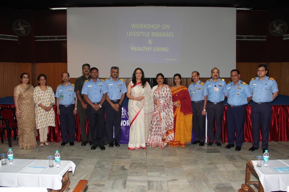 Mrs. Meenu Dhowan, President Naval Wives Welfare Association, Officers and staff on the occasion of holding of Workshop on Healthy Living and Benefits of Yoga