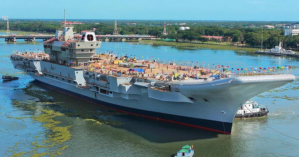 Cochin Shipyard undocking the Aircraft Carrier under construction 'Vikrant'