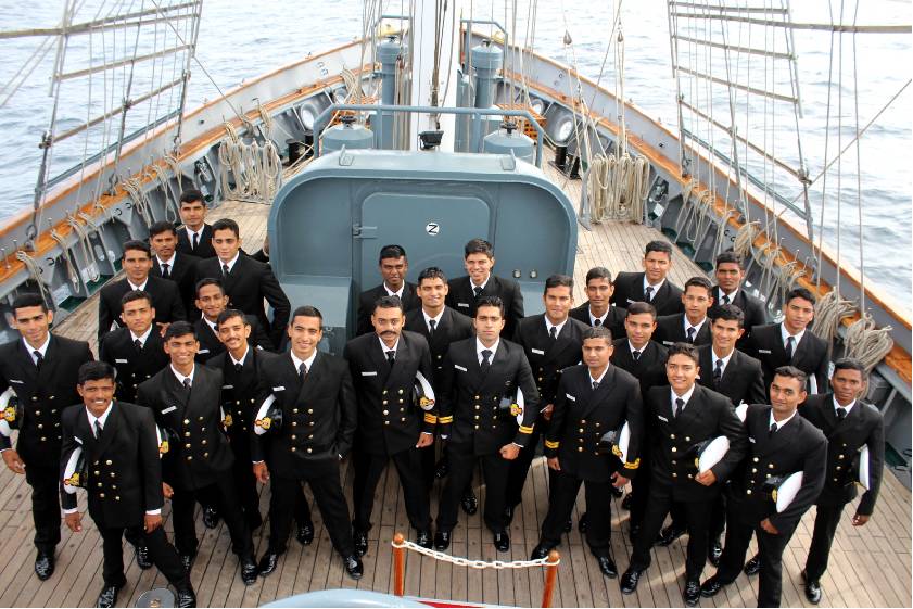 Sea Trainees with Ship's Officer after Dress Inspection