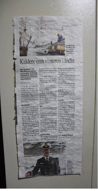 Article in Local News Paper – Stating Ship was among the favourites for visitors because of the friendly crew, heading says its cooler than winter in India and how The Crew has come so far to participate in these events