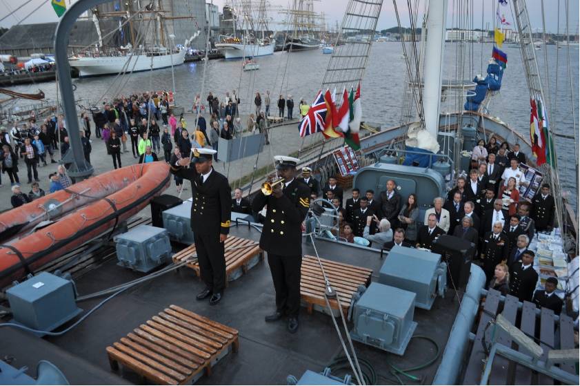 Sunset Ceremony with Ship's Bugular Playing The Last Post