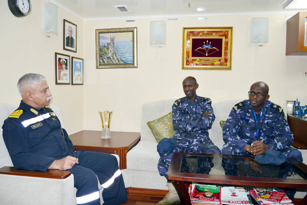 Djibouti Naval Delegation interacting Commanding Officer