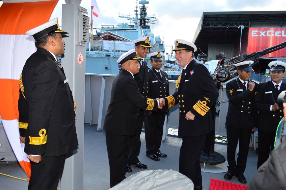 Adm Sir George Zambellas,1st Sea Lord and Chief of Naval Staff, Royal Navy arrives onboard