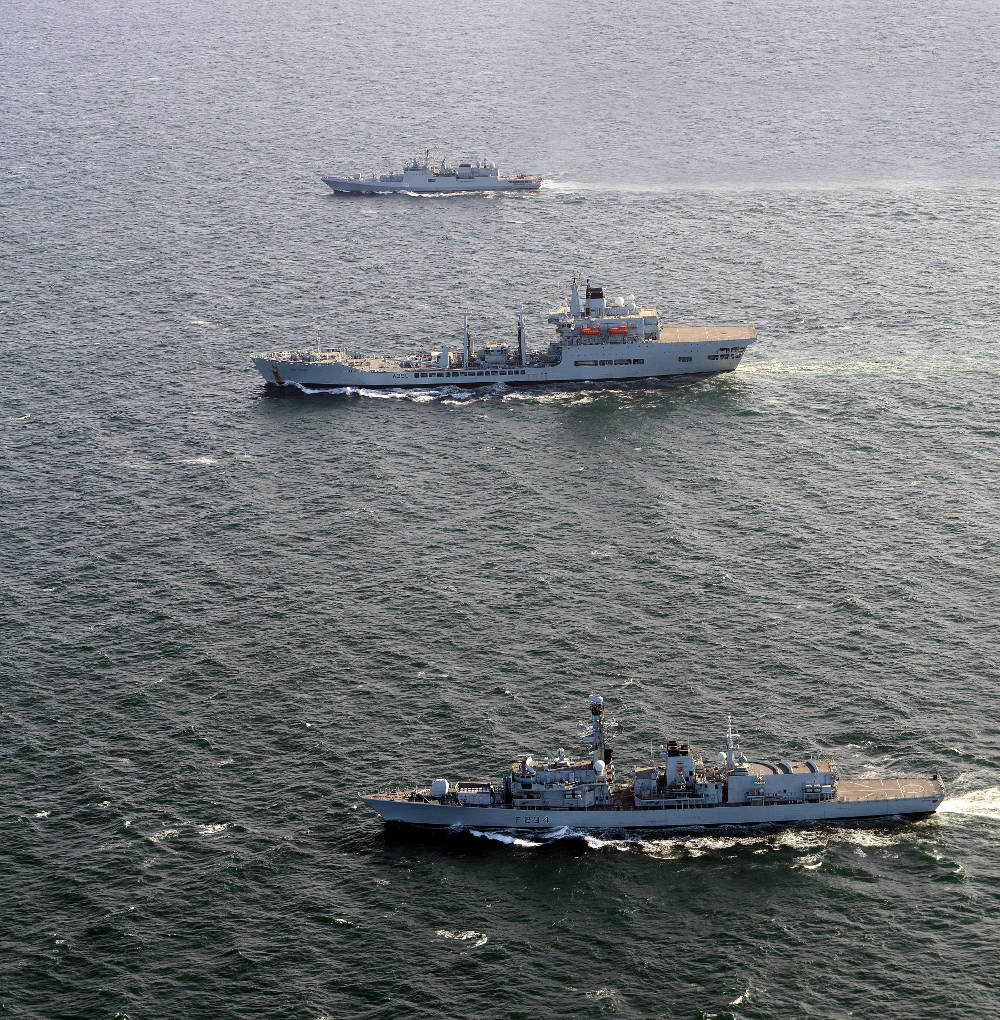 Exercise KONKAN 2015 - INS Trikand, HMS Iron Duke and HMS Waveruler