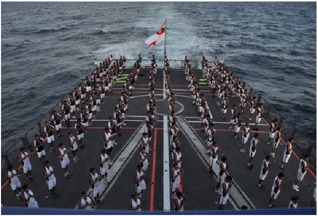 Yoga onboard INS Satpura at Sea