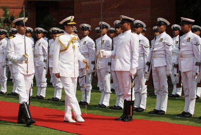 CNS during Inspection of Guard of Honor at South Block, New Delhi