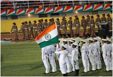 INS Teg Contingent with the Tri-Colour
