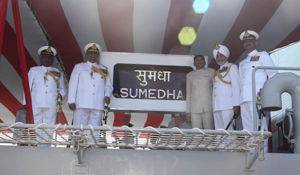 Vice Admiral Anil Chopra, FOC-in-C East, Unveiling the commissioning Plaque