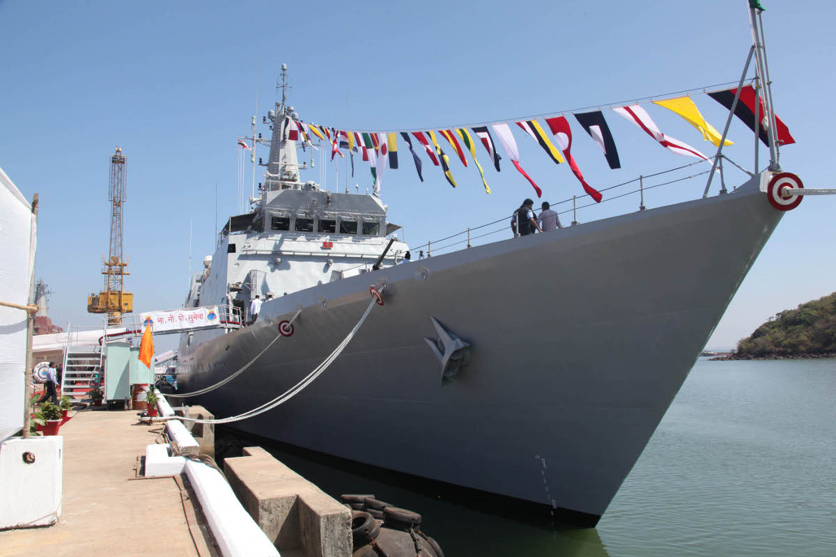 INS Sumedha dressed overall for commissioning ceremony