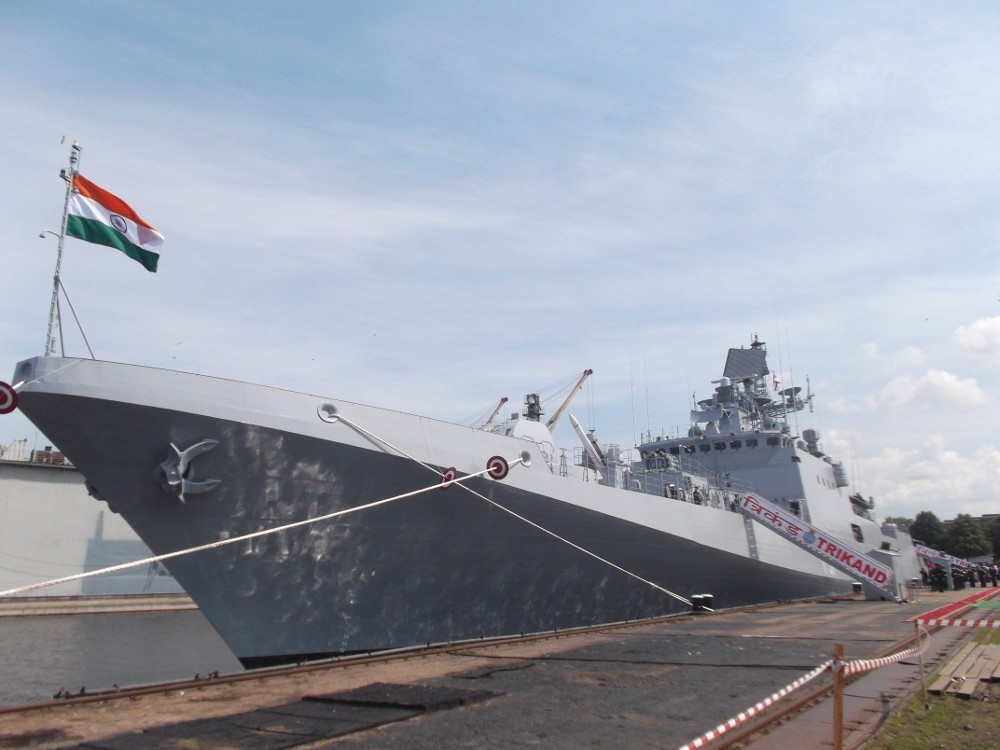 A photo of INS Trikand berthed alongside, soon after Commissioning
