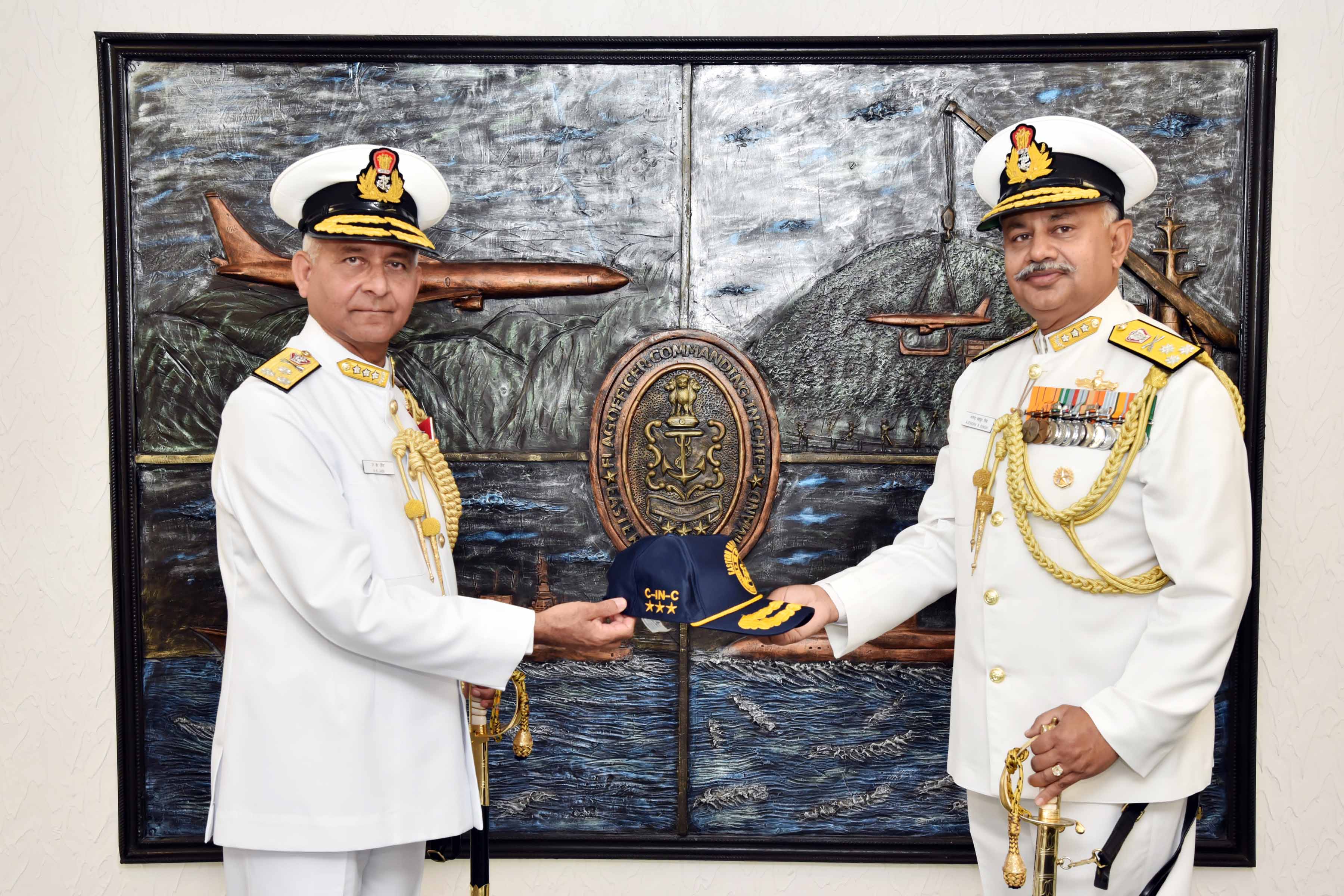 Vice Admiral Ajendra Bahadur Singh takes over as the Flag Officer Commanding-in-Chief, ENC