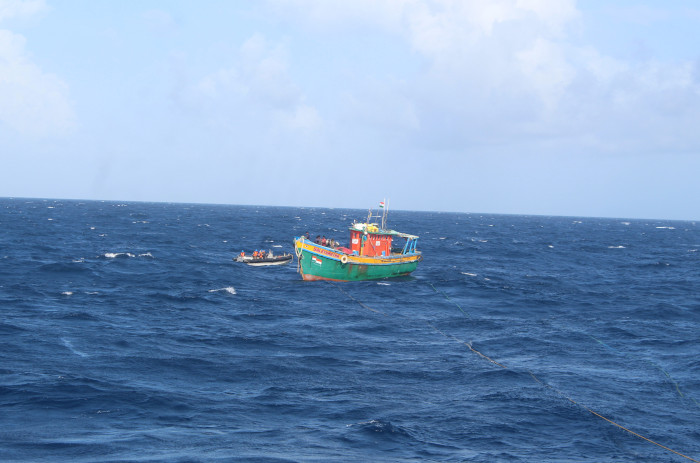 INS Airavat Towing Fishing Vessel