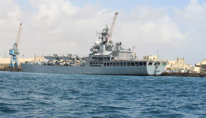 Mission Sagar - II Handing Over Food Aid to Sudan by INS Airavat