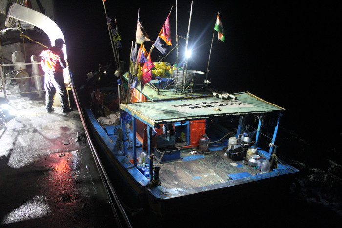 INS Airavat Towing Fishing Vessel