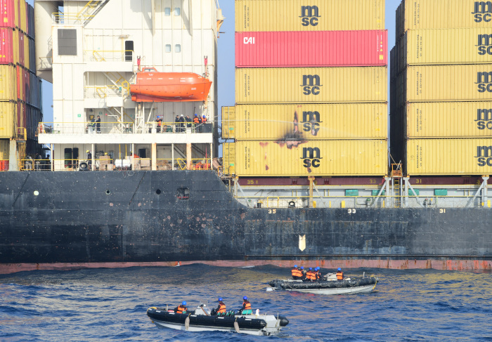Indian Navy Provided Assistance to  Liberian-Flagged Container Vessel, MSC Sky II