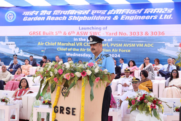 Launch of 'Agray' and 'Akshay' Fifth and Sixth Ship of ASW SWC (GRSE) Project on 13 Mar 24 at M/s GRSE Kolkata