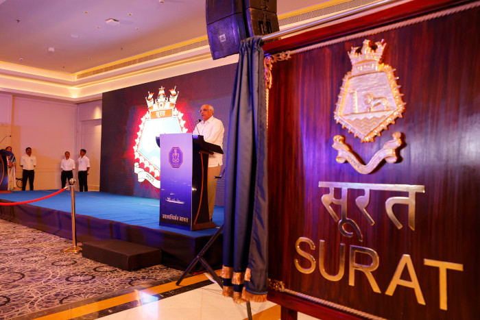 Crest Unveiling Ceremony Surat Indian Navy’s Project 15B Warship