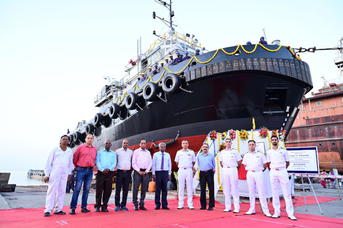 Launch of 25T Bollard Pull Tug, Bajramg at M/s Shoft Shipyard Pvt Ltd, Bharuch, Gujrat