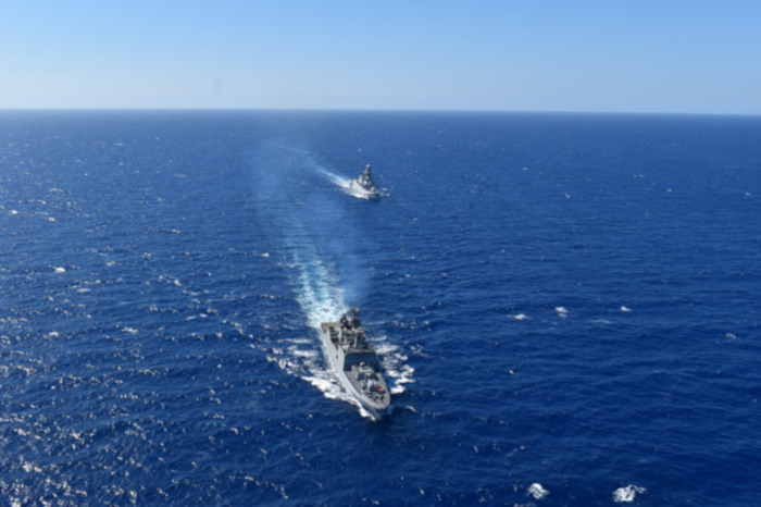 INS Tabar Exercises with Italian Navy Off Naples, Italy