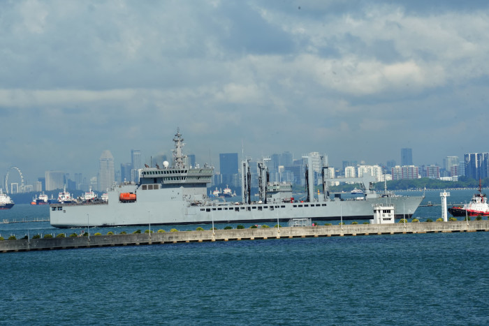 Indian Naval Ships Delhi, Shakti, and Kiltan Arrived at Singapore, as a Part of Eastern Fleet Deployment to South China Sea.