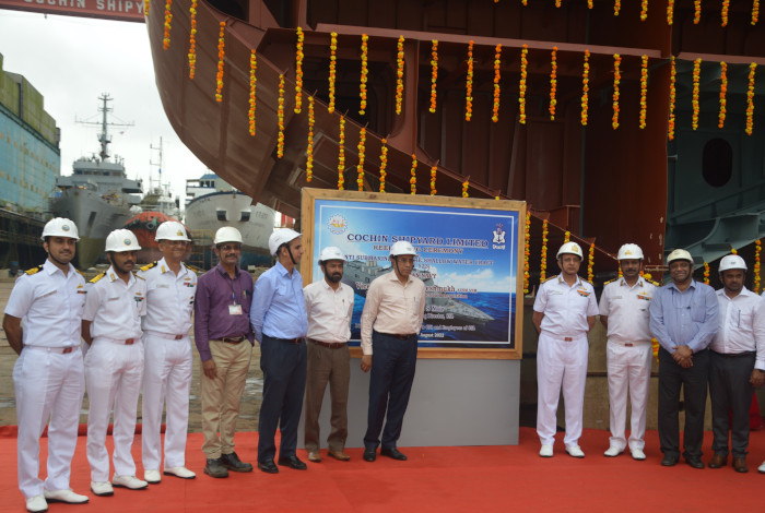 Keel Laid For First Warship of ASW SWC Project Being Constructed at CSL, Kochi