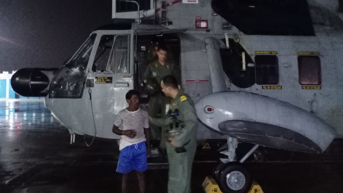 Suvarnamukhi River Flash Flood  Indian Navy Helicopter Carries out Night Rescue  at Parvathipuram area in Vijayanagram District