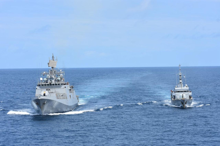 INS Talwar Exercises with a Kenyan Naval Ship