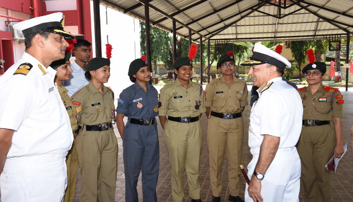 NCC Cadets Felicitated by Vice Admiral AK Chawla, Flag Officer Commanding-in-Chief, Southern Naval Command