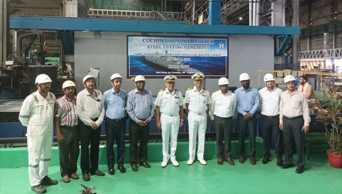 Steel Cutting of By 528 and By 529 For ASW SWC Project Being Constructed at CSL, Kochi