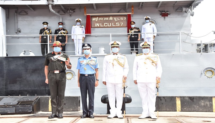 Commissioning of Seventh Ship of Landing Craft Utility MK-IV 'INLCU L57' (GR SE Yard 2098) at Port Blair - 15 May 2020