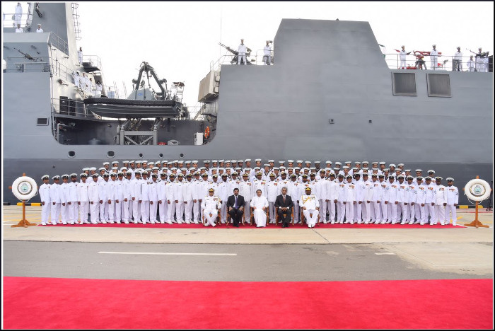 SLNS Sayurala the first Advanced Offshore Patrol Vessel, built by M/s Goa Shipyard Ltd, India commissioned into the Sri Lanka Navy