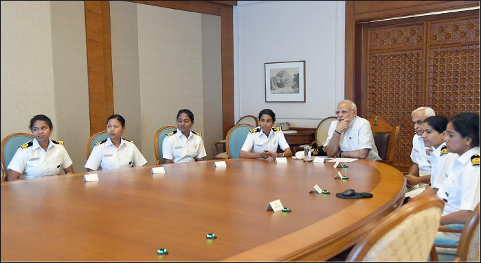 INSV Tarini Crew calls on the Hon’ble  Prime Minister Shri Narendra Modi 