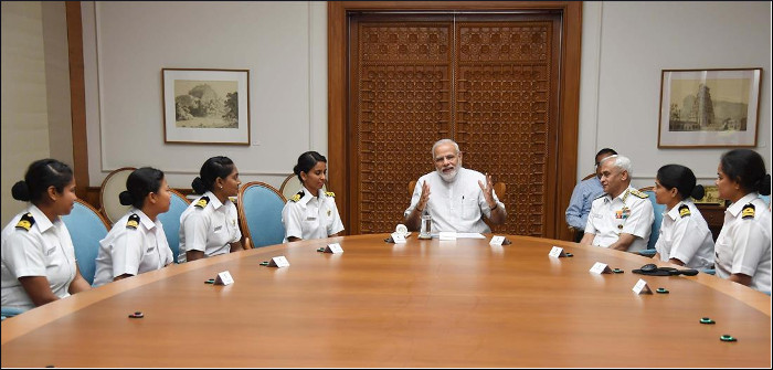 INSV Tarini Crew calls on the Hon’ble  Prime Minister Shri Narendra Modi 