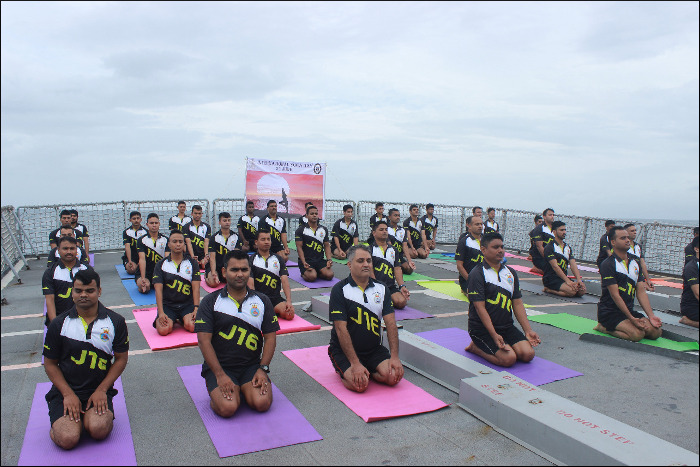 INS Jamuna Celebrates 4th International Day of Yoga at Sea - 2018