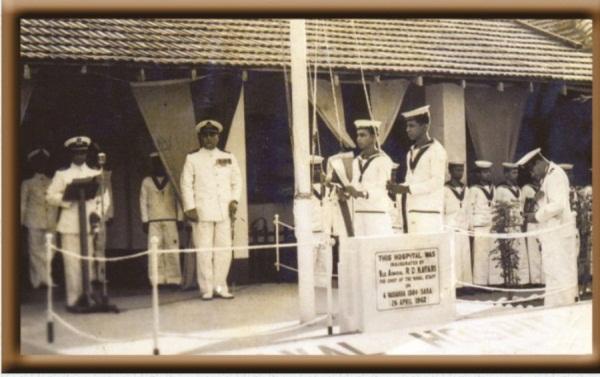 Surg Cdr MC Nath reads the Commissioning Warrant On 18 May 1962